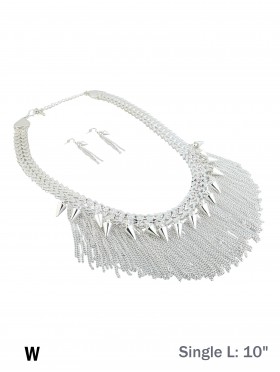 STRAND DRAPE FRONT NECKLACE AND EARRING SET