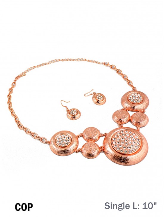 ROUND AND ABSTRACT STATEMENT NECKLACE WITH EARRING SET