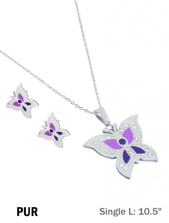 BUTTERFLY NECKLACE AND EARRING SET