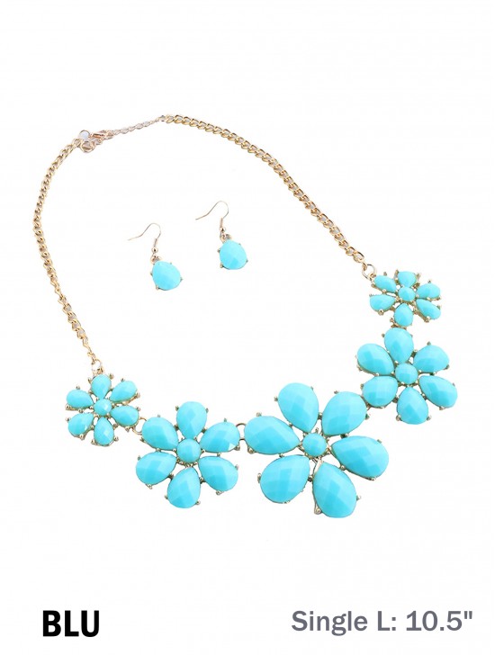 FLORAL STATEMENT NECKLACE AND EARRING SET