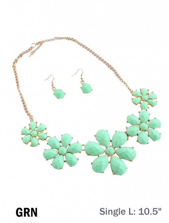 FLORAL STATEMENT NECKLACE AND EARRING SET