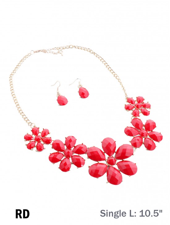 FLORAL STATEMENT NECKLACE AND EARRING SET