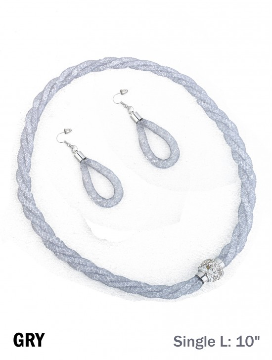 SPARKLE TWIST TUBE NECKLACE & EARRING SET