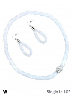 SPARKLE TWIST TUBE NECKLACE & EARRING SET