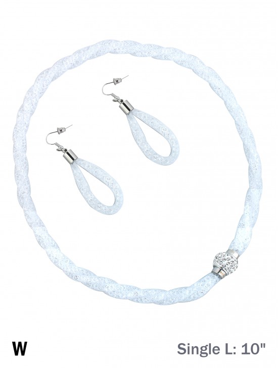 SPARKLE TWIST TUBE NECKLACE & EARRING SET