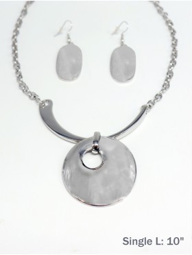 Circled Statement Necklace W/ Earring Set