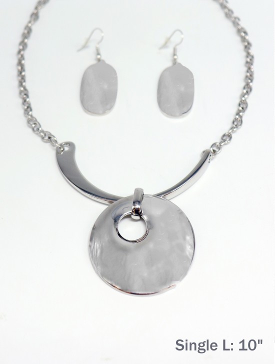 Circled Statement Necklace W/ Earring Set