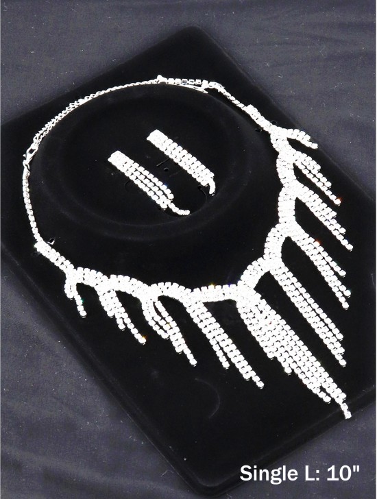 Adjustable Rhinestone Necklace And Earring Set