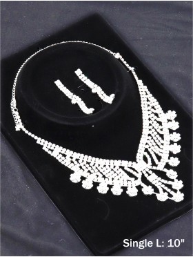 Adjustable Rhinestone Necklace And Earring Set