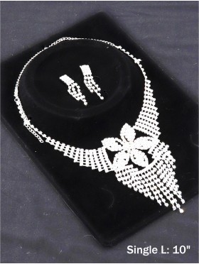 Adjustable Rhinestone Necklace And Earring Set