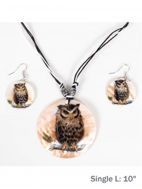 Fashion Owl Print Necklace and Earrings Set