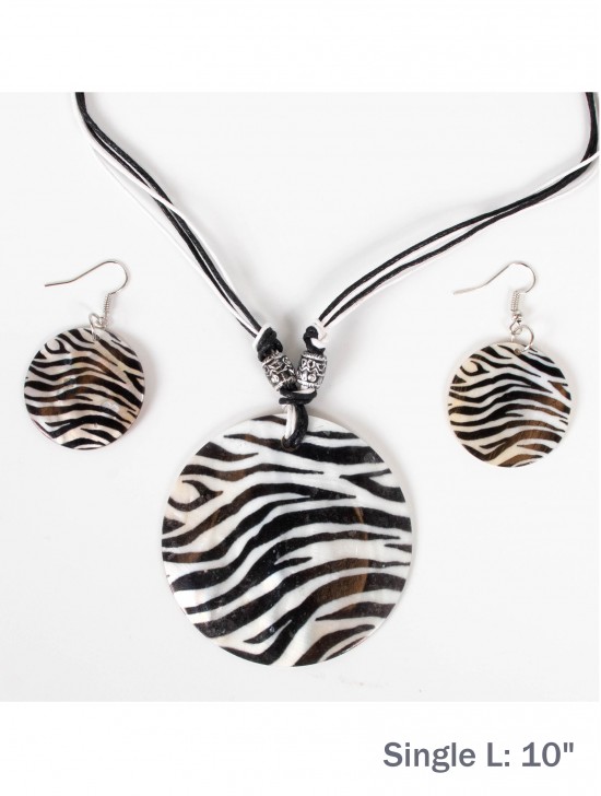 Fashion Zebra Print Necklace and Earring Set