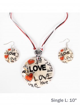 Fashion Love Words Print Shell Necklace and Earrings Set