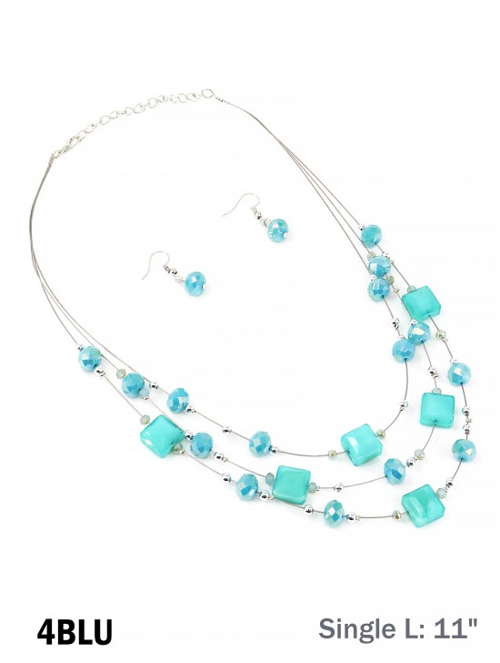 Fashion Mixed Beads Necklace and Earrings Set