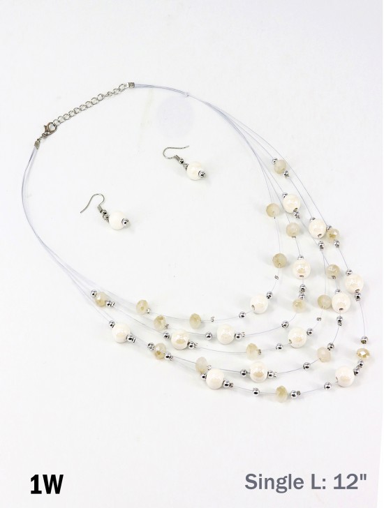 Fashion Round Beads Necklace and Earrings Set