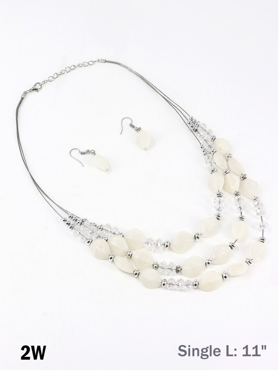 Fashion Diamond Beads Necklace and Earrings Set