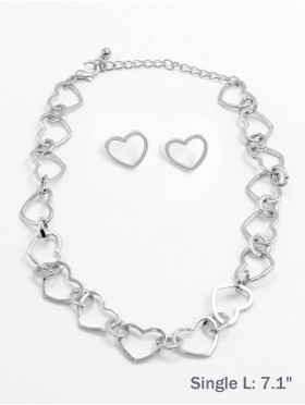 Heart Link Necklace & Earring Set (NC1236 + ER1236)