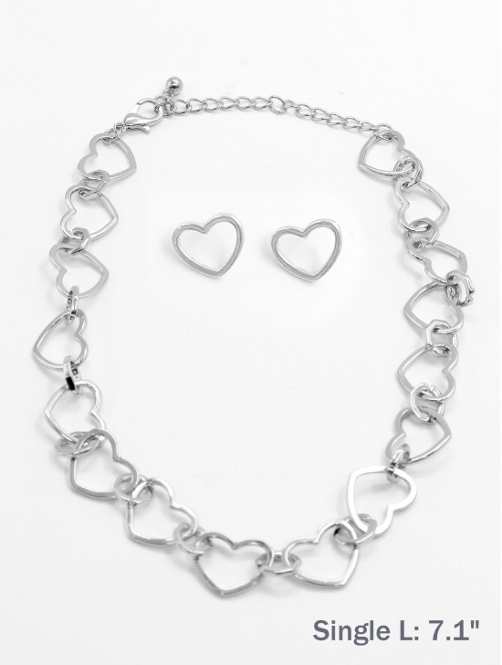 Heart Link Necklace & Earring Set (NC1236 + ER1236)