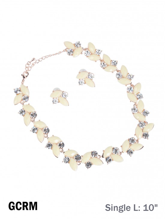 Floral Gems Necklace with Earring Set