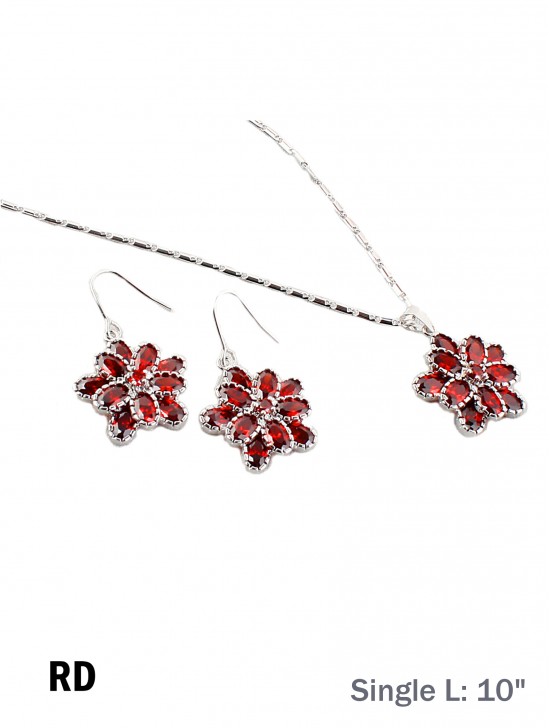 WHITE GOLD RUBY NECKLACE WITH EARRING SET