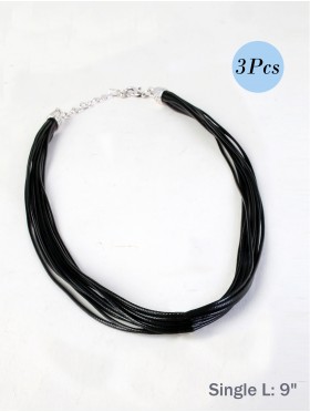 Black Multi-Rope Necklace (6 Pcs)