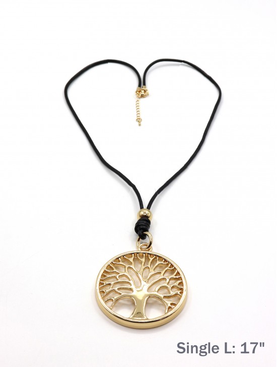 Rope Necklace W/ Tree Pendant