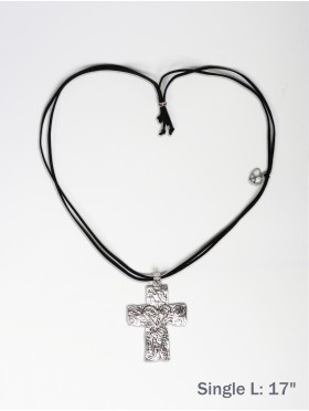 Rope Necklace W/ Cross and heart