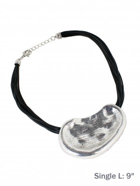 Multi-Rope Necklace W/ Abstract Single Sliver Pendant