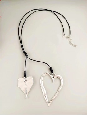 Rope Necklace W/ Hearts Pendant