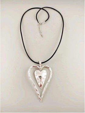 Rope Necklace W/ Hearts Pendant with gift box