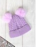 Double Pom Pom Knitted Hat  (Plush Inside)