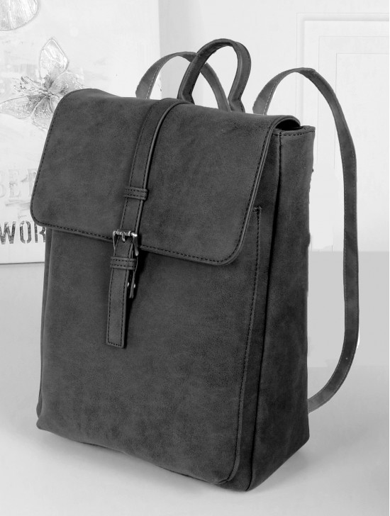 Faux Leather Laptop Backpack W/ Multiple Compartments