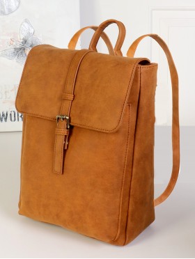 Faux Leather Laptop Backpack W/ Multiple Compartments