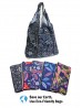 Abstract Flower Themed Reusable Foldable Shopping Bags W/ Zipper(6 pcs)