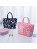 Daisy Print Insulated Lunch Bag with Zip Closure and Outside Pockets