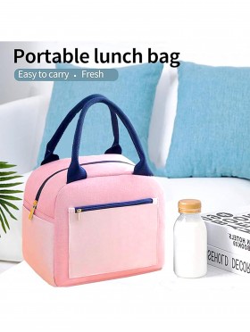 2-Tone Insulated Lunch Bag with Zip Closure and Zip Outside Pocket