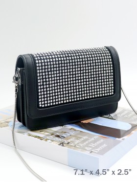 Rectangular Faux Leather and Glitzy Evening Bag.