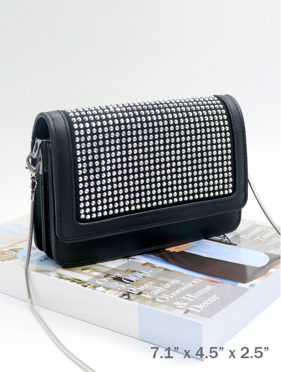 Rectangular Faux Leather and Glitzy Evening Bag.