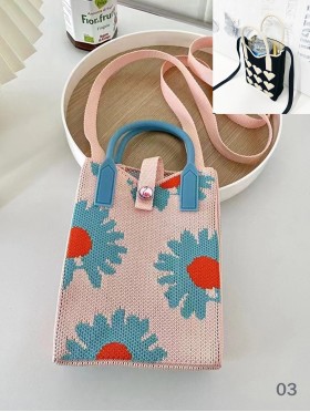 Large Capacity Super Soft Statement Knitted Cellphone Bag W Strap (Flamingo Button Closure)