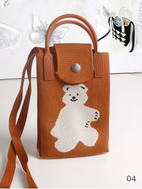 Large Capacity Super Soft Statement Knitted Cellphone Bag W Strap (Button Closure)