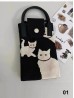 Large Capacity Super Soft Cat Patterned Knitted Cellphone Bag W Strap