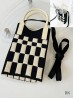 Large Capacity Super Soft Checker Patterned Knitted Cellphone Bag W Strap