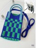 Large Capacity Super Soft Checker Patterned Knitted Cellphone Bag W Strap