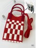 Large Capacity Super Soft Checker Patterned Knitted Cellphone Bag W Strap