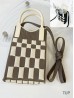 Large Capacity Super Soft Checker Patterned Knitted Cellphone Bag W Strap