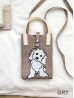 Large Capacity Super Soft Dog Patterned Knitted Cellphone Bag W Strap