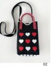 Large Capacity Super Soft Heart Patterned Knitted Cellphone Bag W Strap