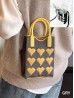 Large Capacity Super Soft Heart Patterned Knitted Cellphone Bag W Strap