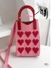 Large Capacity Super Soft Heart Patterned Knitted Cellphone Bag W Strap