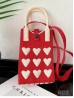 Large Capacity Super Soft Heart Patterned Knitted Cellphone Bag W Strap